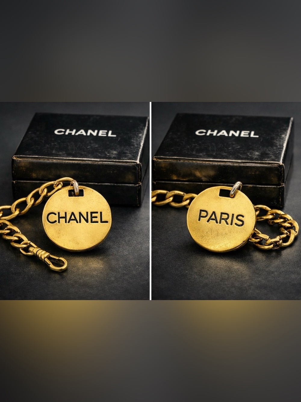 Chanel Vintage Belt Attachment Or Bag Hangtag Medallion 24k Gold Plated View 2